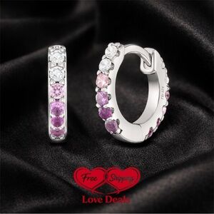 #ILARIAPERU | 925 Sterling Silver Earrings For Kids | Pink & Purple Zirconia